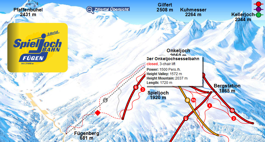 One click away from the interactive panoramic map of the ski resort Spieljoch