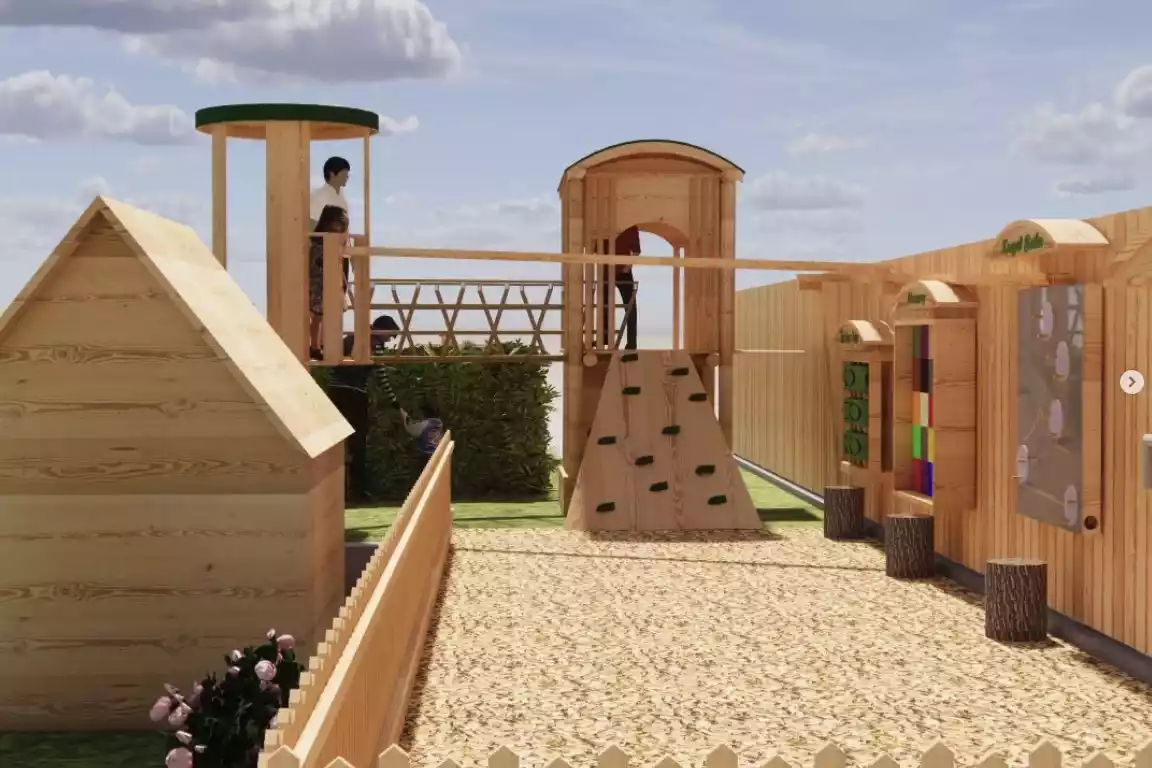 Bild vom neuen Waldspielplatz beim Landhaus Zillertal, abseits des Hotelgartens